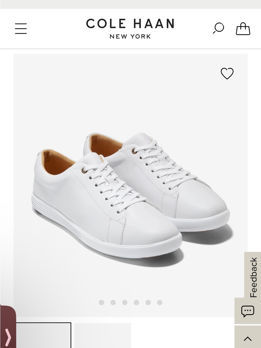 Cole Haan Men’s White Leather Low-Top Sneakers with Tan Lining